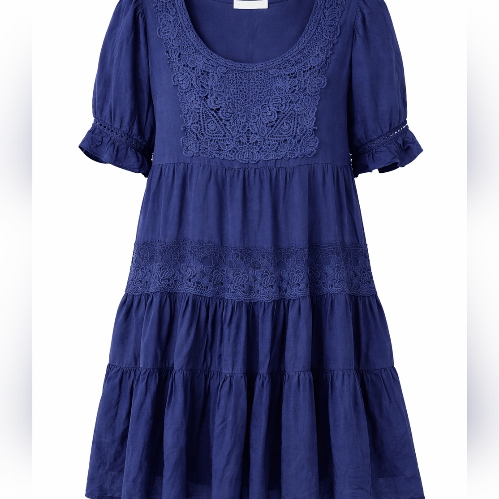 Altar'd State Navy Knit Boho Chic Tiered Midi Dress Sz Small